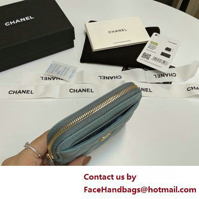 Chanel Grained Calfskin  &  Gold-Tone Metal Zip Coin Purse AP2061 Light Blue 2025